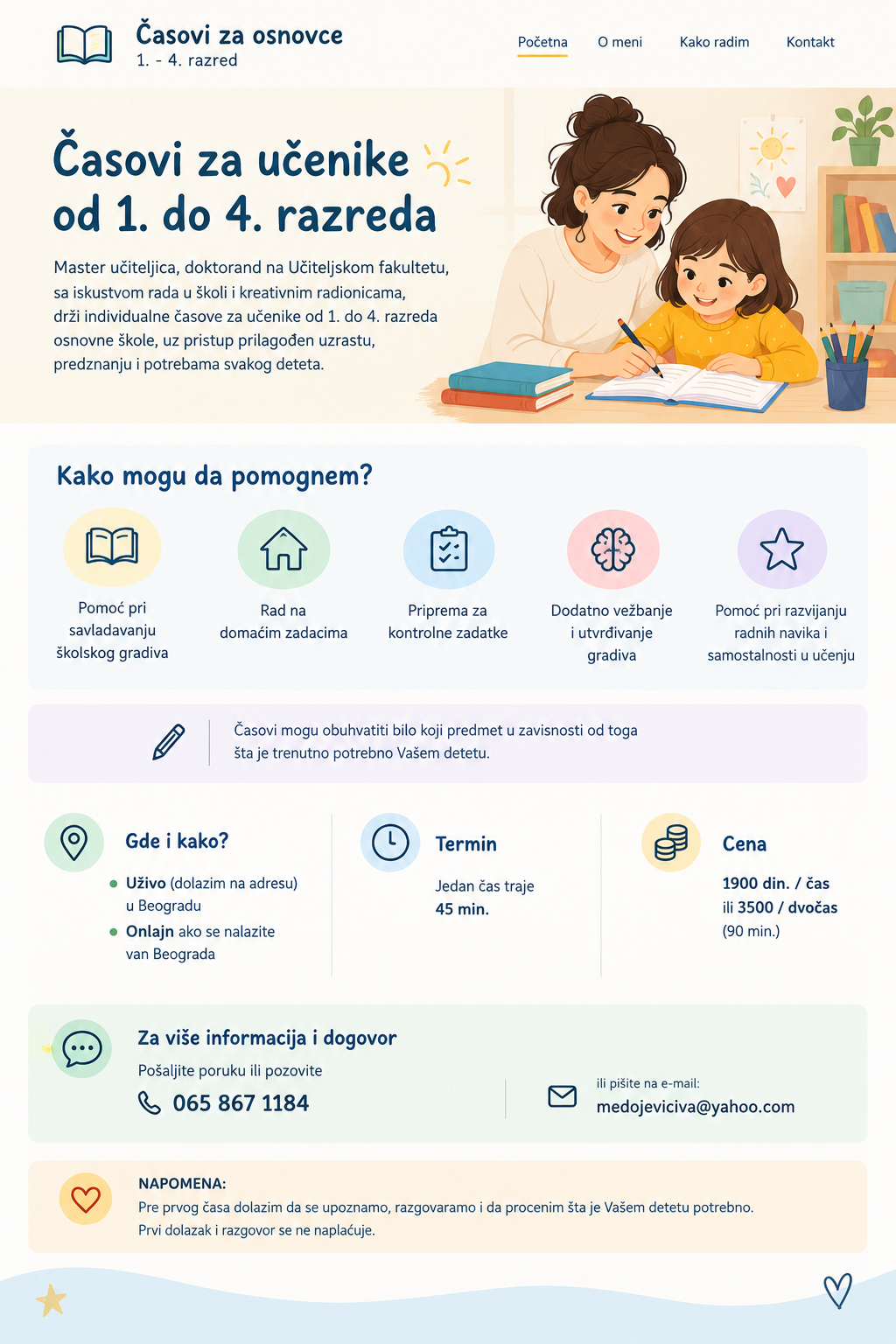 Ilustracija učiteljice koja pomaže detetu tokom učenja